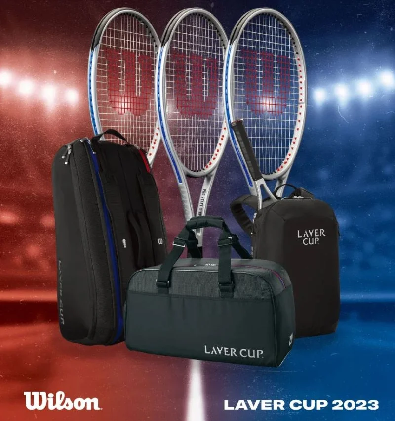 Wilson Mochila para raquete de tênis 2024 LAVER CUP SUPER TOUR Bolsa esportiva portátil para raquetes de grande capacidade Bolsa de tênis 9 pacote WR 8033601001