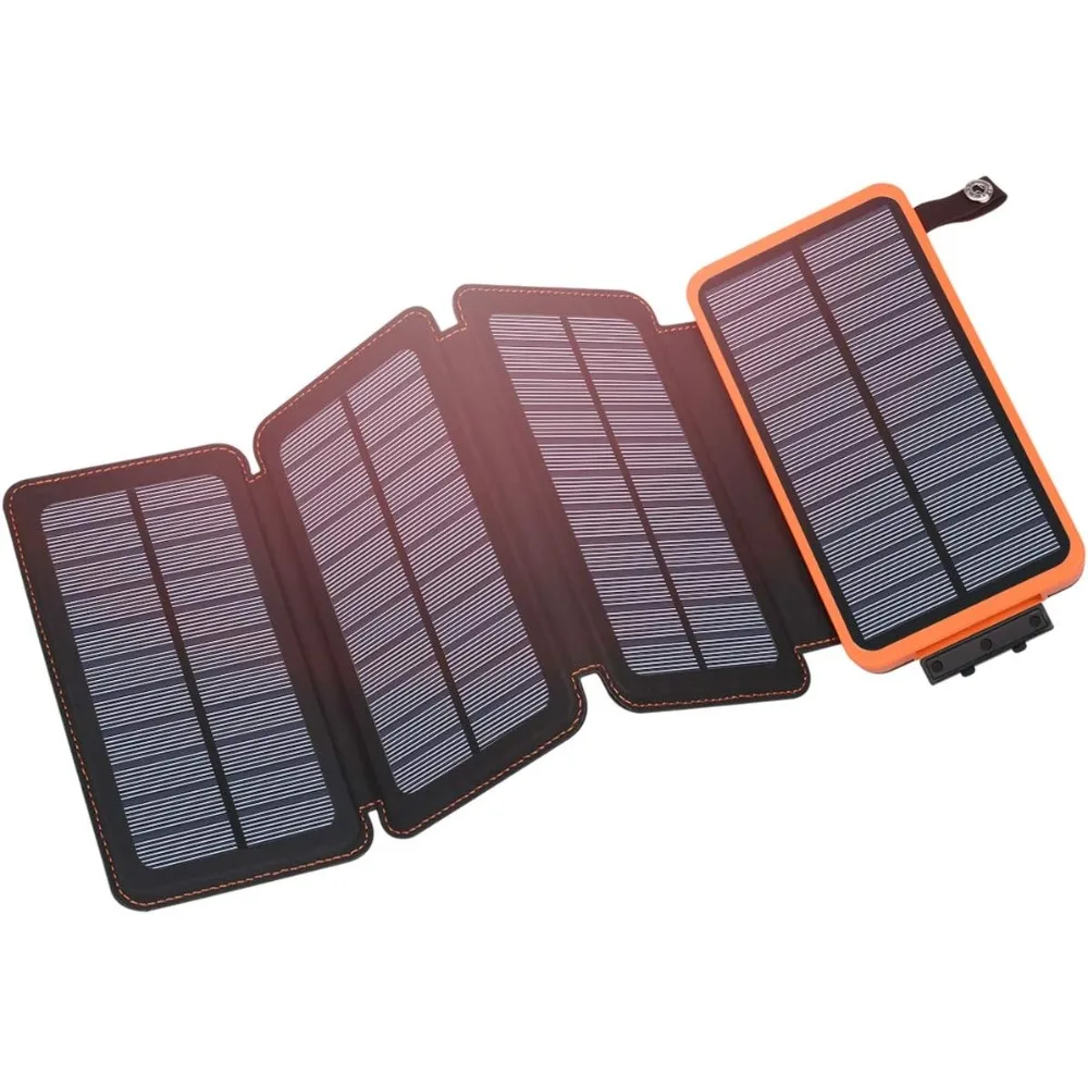 

Solar Charger 25000mAh, Outdoor USB C Portable Power Bank with 4 Solar Panels, 3A Fast Charge External Battery Pack