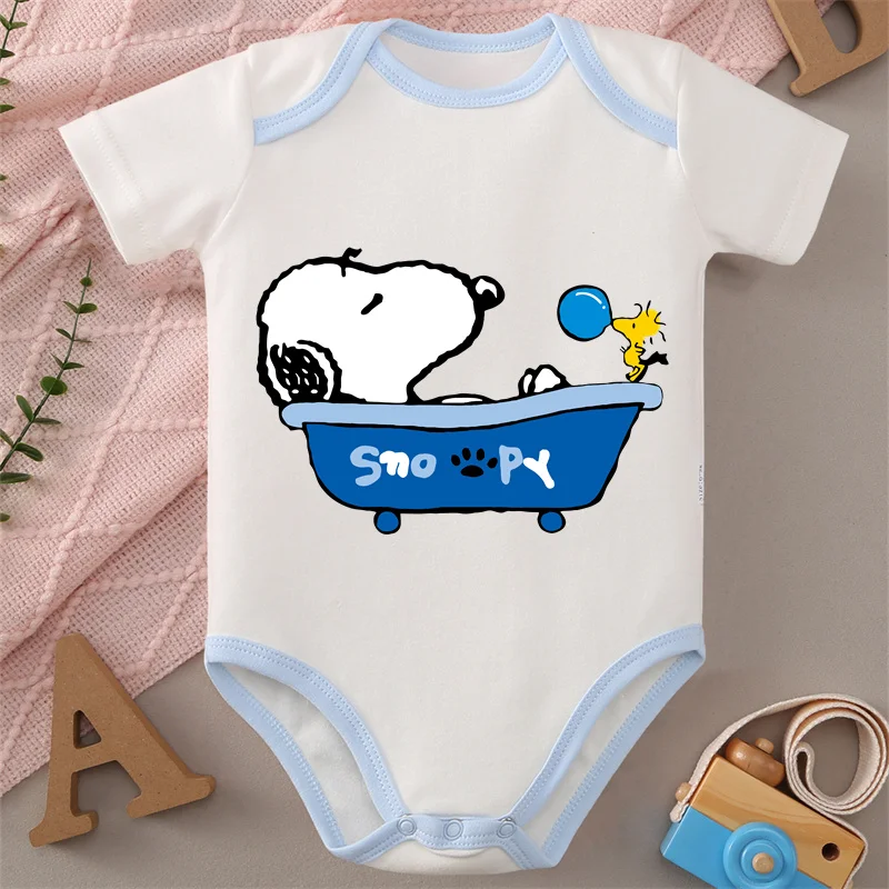 

Комбинезон MINISO из чистого хлопка с принтом снупи, мягкая детская одежда, комбинезон-боди для новорожденных от 0 до 12 месяцев, лучший подарок для ребенка