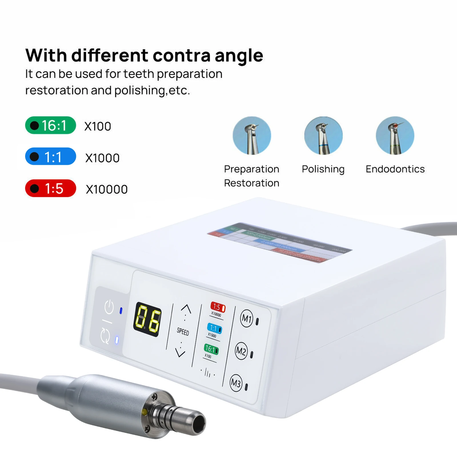 NSK Style Dental Electric Micro Motor LED Brushless 4Hole Fit 1:5 1:1 16:1  Contra Angle