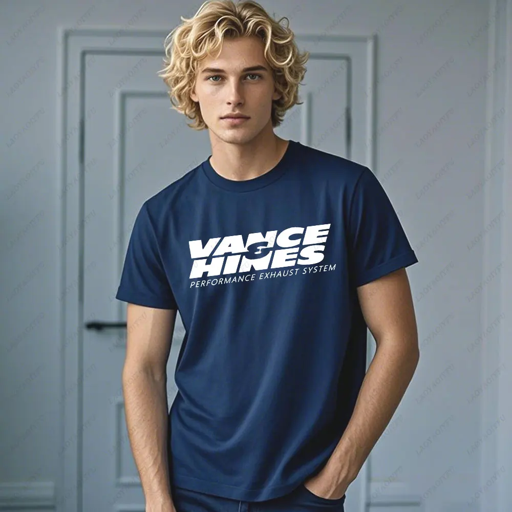 VANCE HINES Printed Fashion Man T-SHIRT Inspired Motorcycle Racing Exhaust Systems Male T Shirt Casual Loose Harajuku Soft Tees image 5