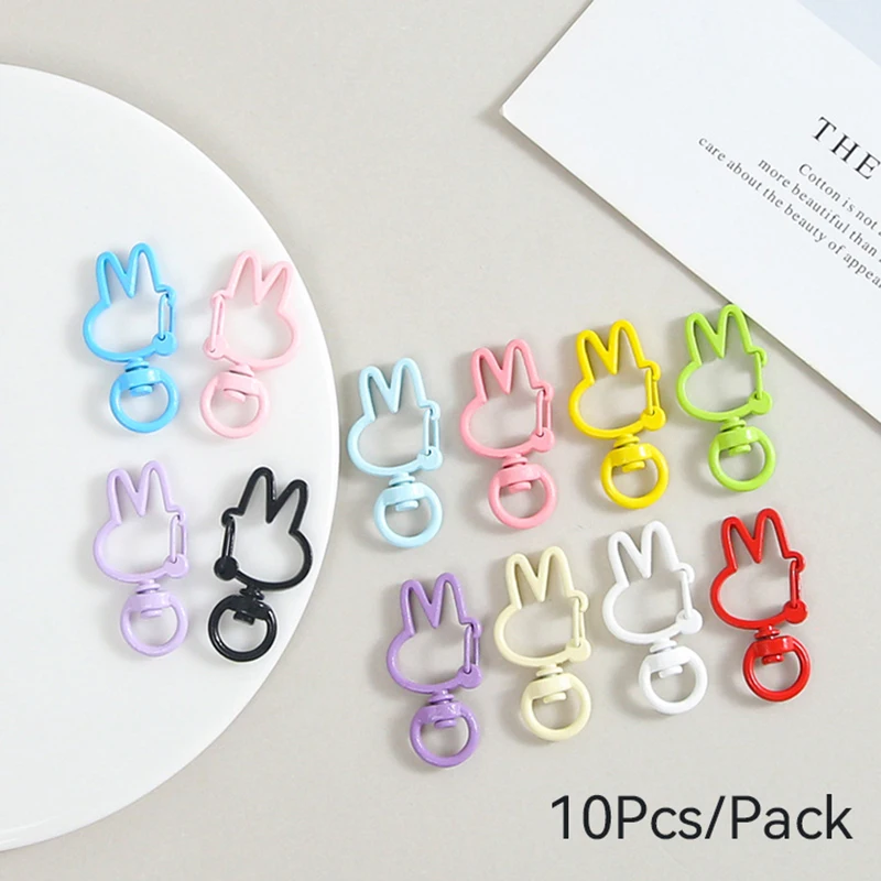 Unique 10Pcs/Pack Rabbit Buckle Accessories For Keyring Making Alloy Protable Hanging Clasp DIY Friendship Key Backpack Trinkets