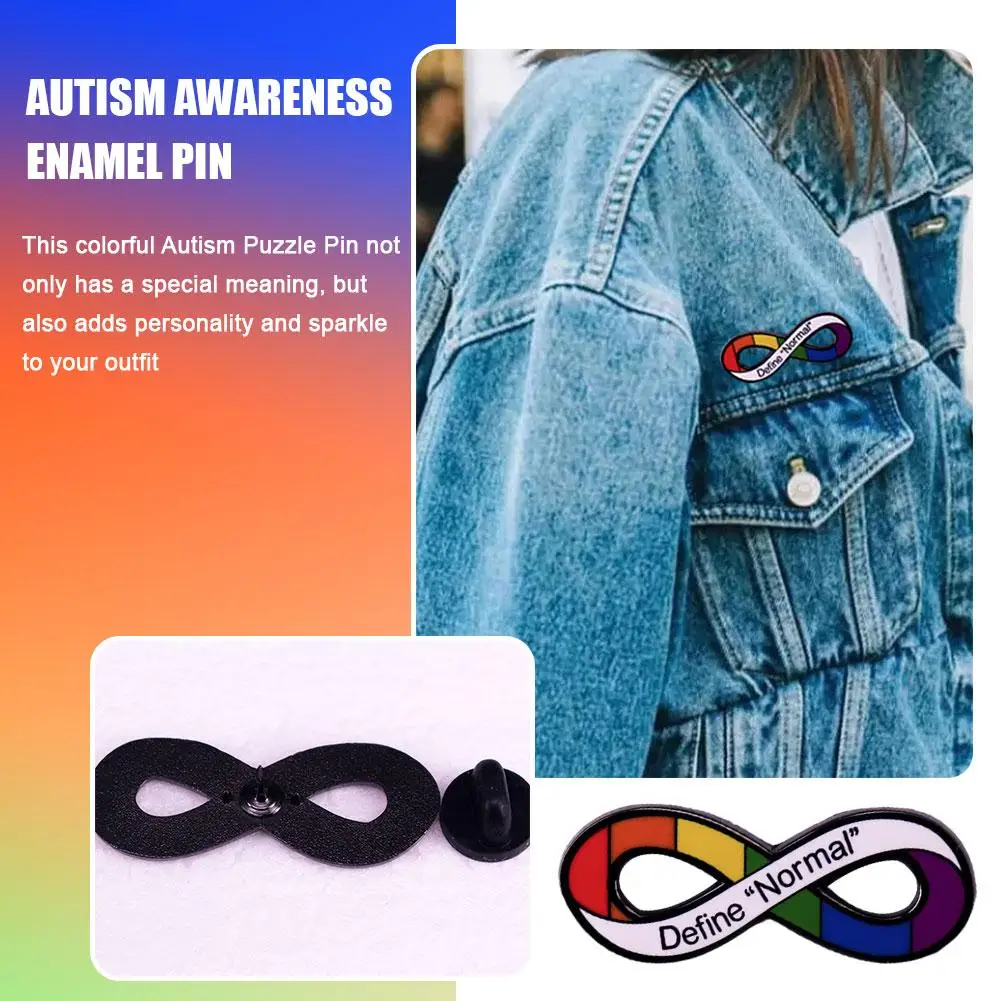 ''Define Normal'' Hard Enamel Pin Autism Metal Badge Colored Infinity Symbol Brooch For Jewelry Accessories H8A2