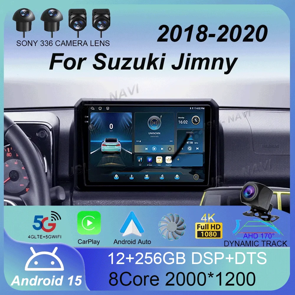 Radio Mobil Android 15 Carplay Auto Untuk Suzuki Jimny 2018 2019 2020 Pemutar Video Multimedia GPS Navigasi DSP 2Din DVD Stereo 4G