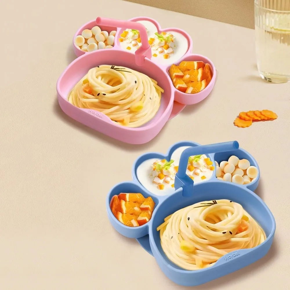 

Non-Slip Cat Paw Suction Dinner Plate Durable BPA-Free Divided Silicone Suction Plate Waterproof Sturdy Feeding Tableware