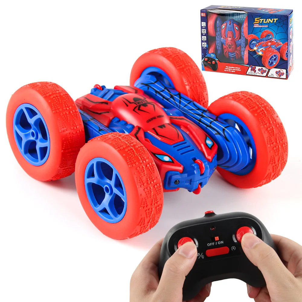 360D Rotation Double Sided Rolling Wireless Remote Control Car Childrens Stunt Climbing Light Deformation Racing USB Charge Toys