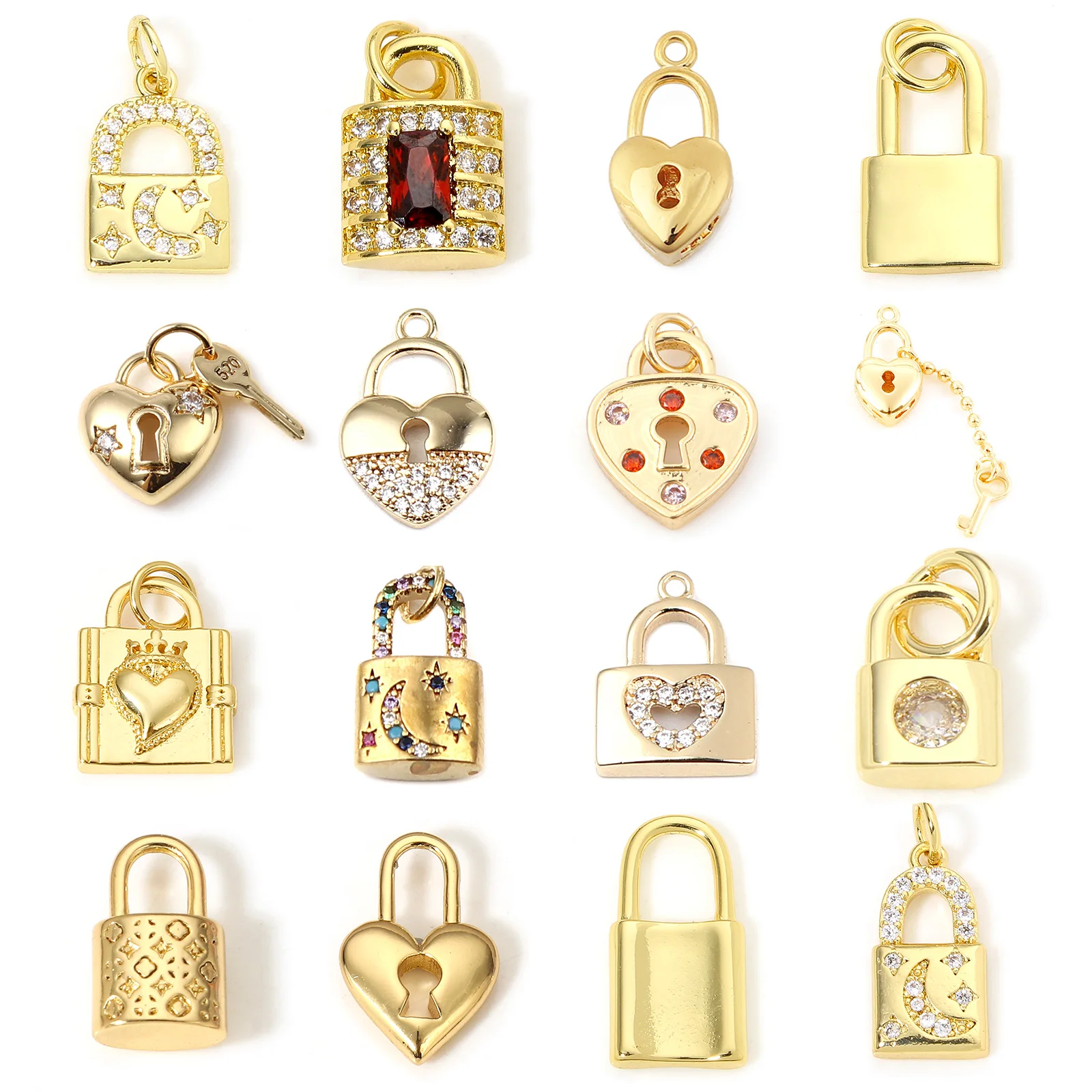 

1pc Brass Charms 18K Gold Plated Lock New Fashion Sweet Heart Lock Angle Pendant DIY Necklace Earrings Women Jewelry Findings