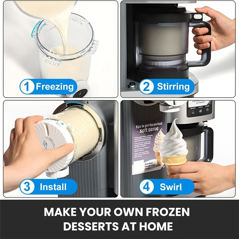 

For Ninja Swirl Creami Replacement Containers-Pints& Lids-3-Pack, For Ninja NC700 NC701 Models Ice