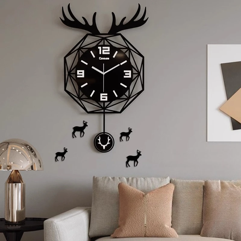 

Black Unique Wall Clock Simple Hanging Stickers Modern Wall Clock Pendulum Electronic Montre Murale Salon House Decoration