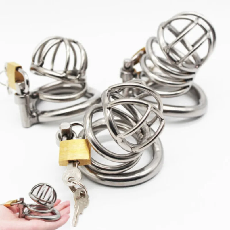 Stainless Steel Chastity Hollow Cage Locking Cage Restraint Ring Metal Chastity Belt Device Penis Ring Sex Toys for Men