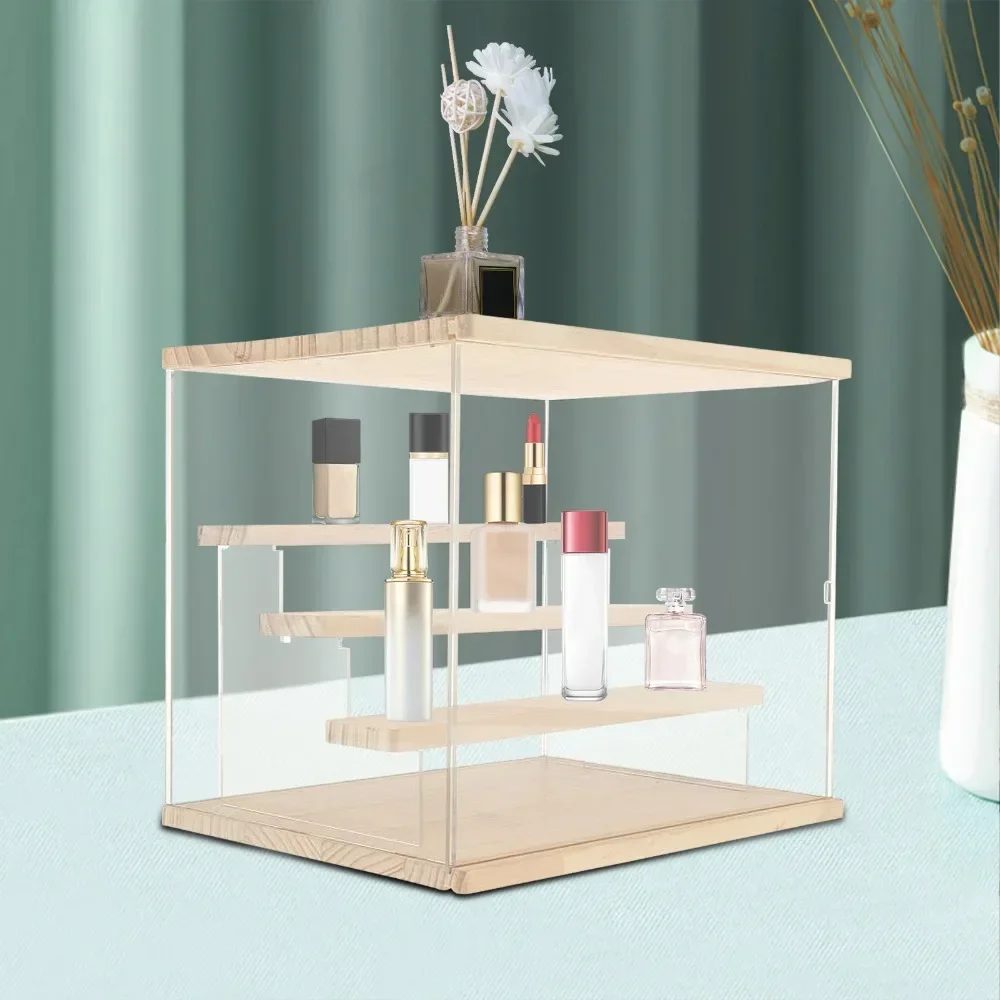 

Acrylic Display Case, Dustproof Wooden Clear 4-Layer Organization, Exclusive Display Case for Minifigure and Funko Pop Dolls