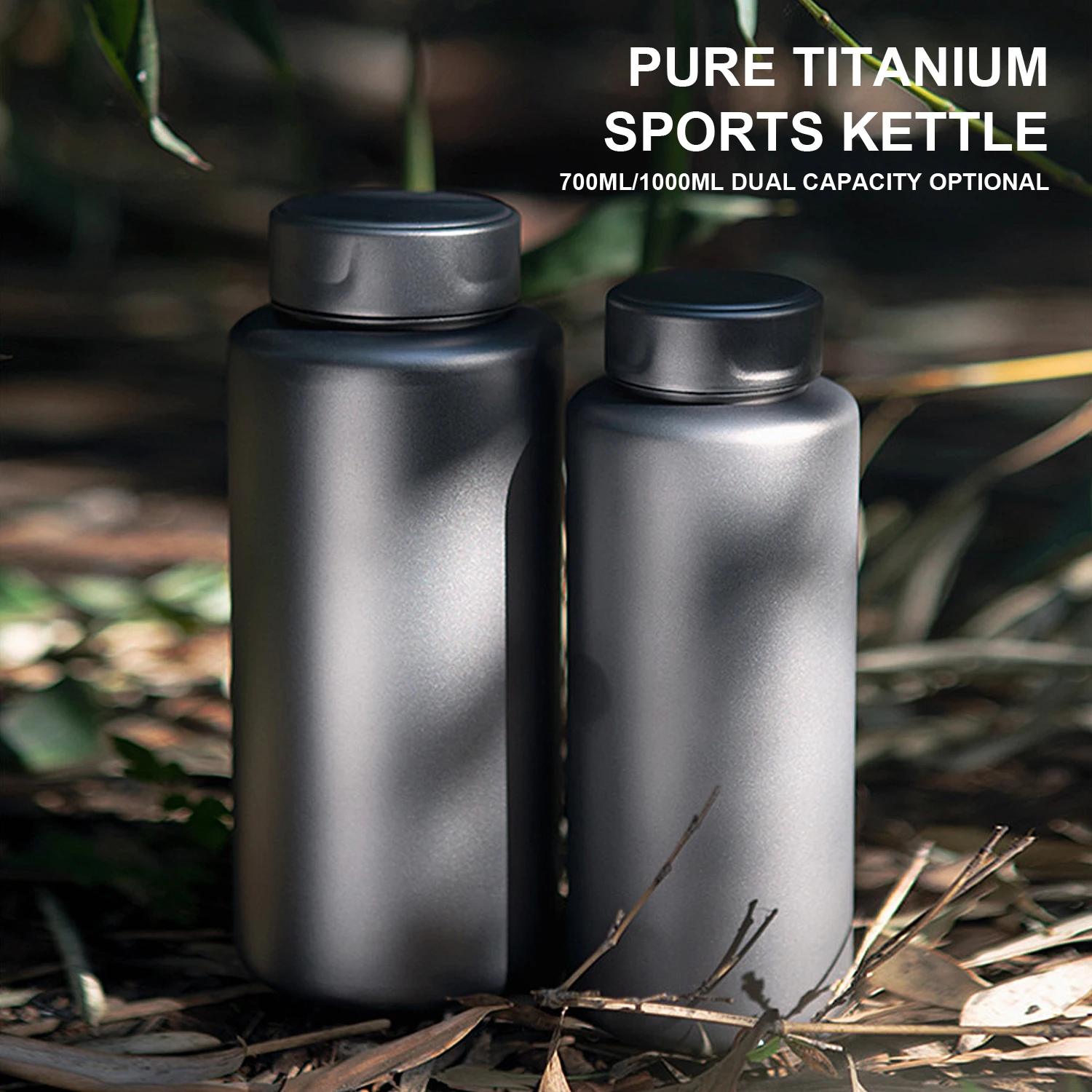 Pure Titanium Wide Mouth Sports Kettle 700ml/1000ml, Portable Large Capacity Titanium Single-Layer Water Cup For Outdoor Camping