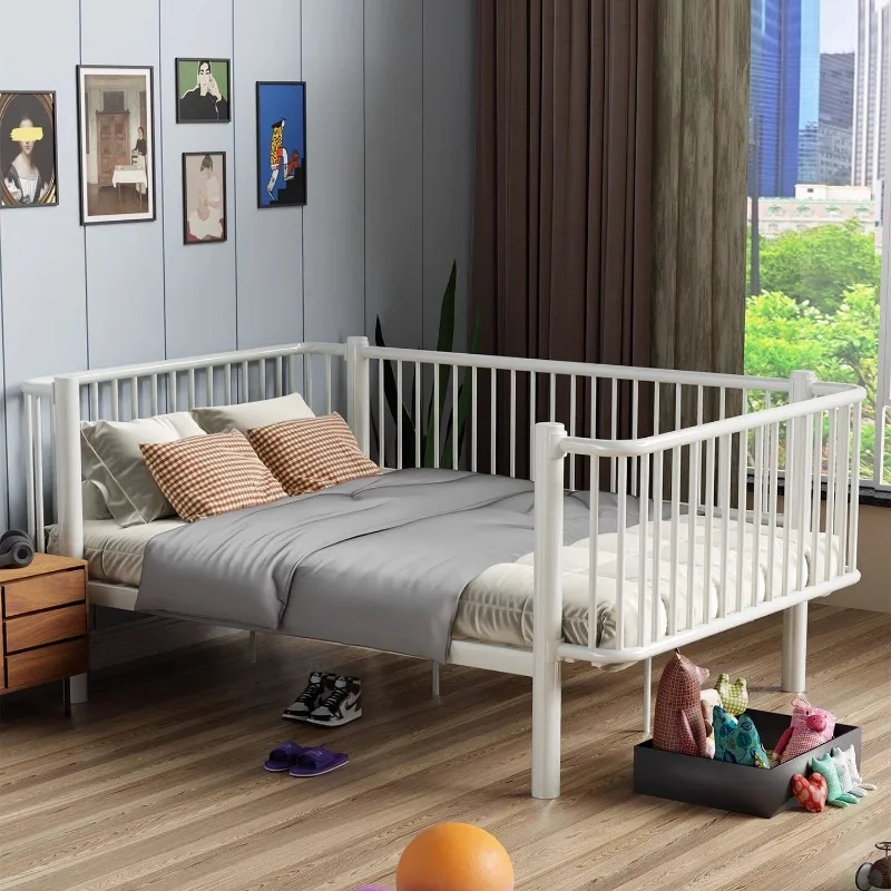 household white bed frames with railing safe practical modern 160x200 single bed sturdy camas y armazones de cama room furniture