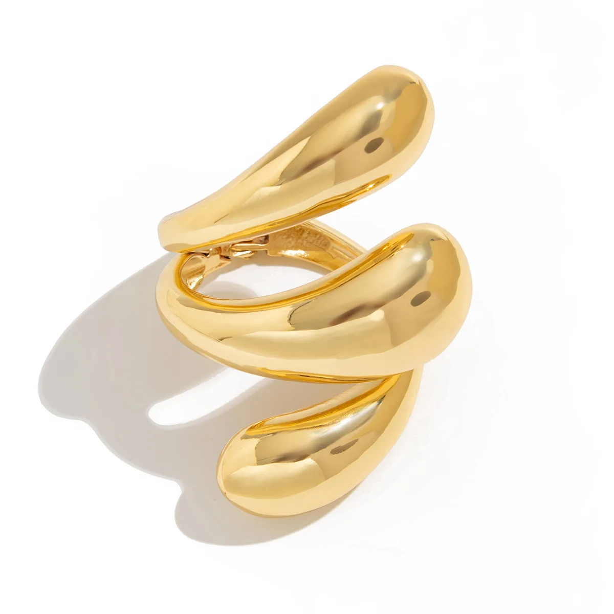 KMVEXO Vintage Punk Geometric Smooth Spiral Water Drop Opening Bracelet Metal Heavy Cuff Bangle Jewelry for Women Men 2025 New