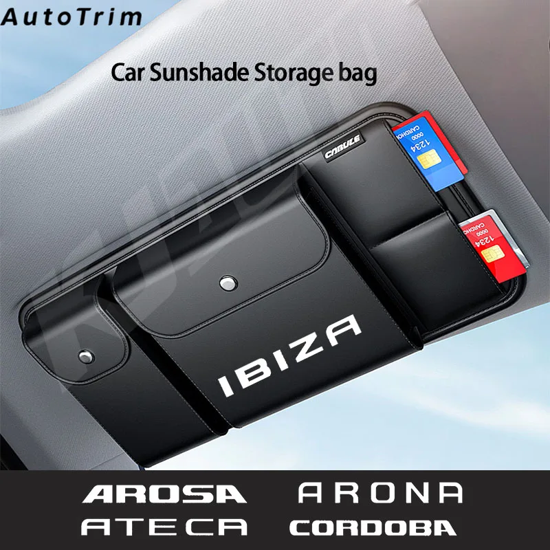 

Luxury Car Sun Visor Organizer Leahter Multi-Pocket Auto for Seat Leon Ibiza Ateca Arona Cordoba Toledo Altea Alhambra Arosa FR