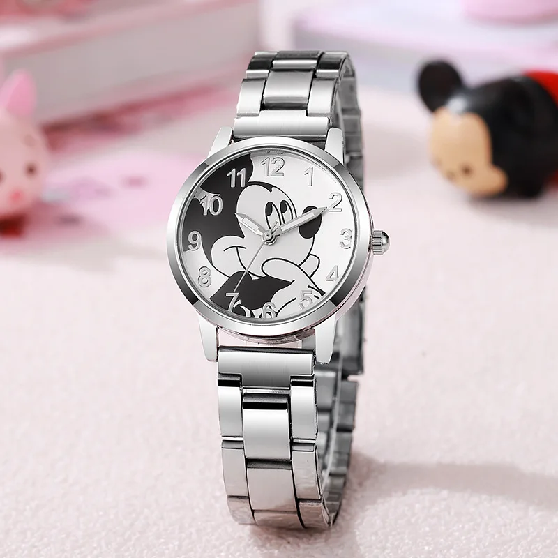 

Disney Watch Mickey Mouse Cartoon Cute Figure Steel Belt Waterproof Accurate Student Boy Girl Student Creative Couple Style Gift