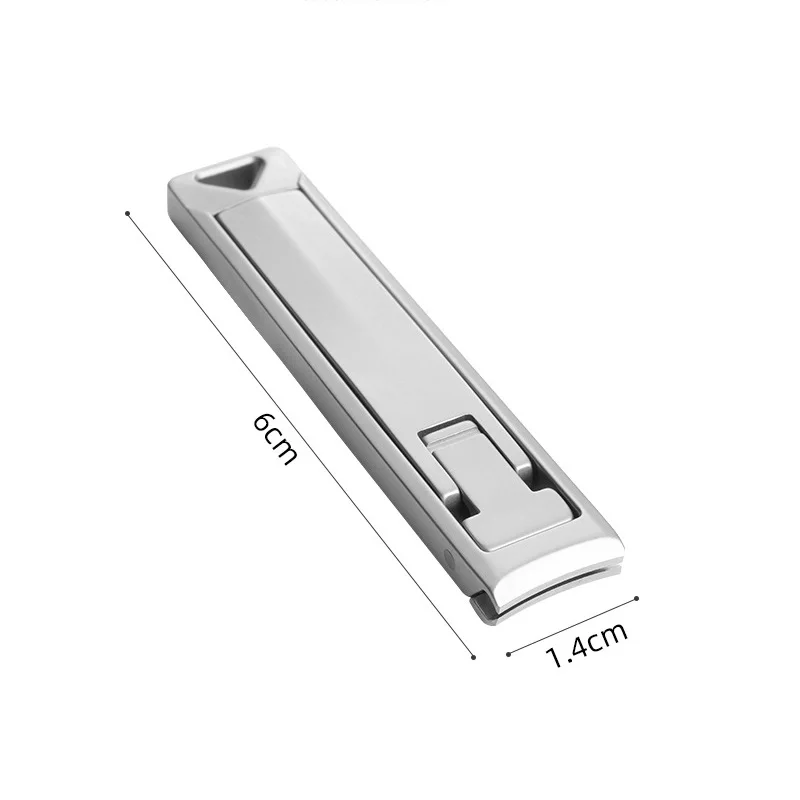 New Creative Ultra-thin Stainless Steel Powder Die-casting Nail Clippers Large Opening Push-Pull Portable Folding Nail Clippers