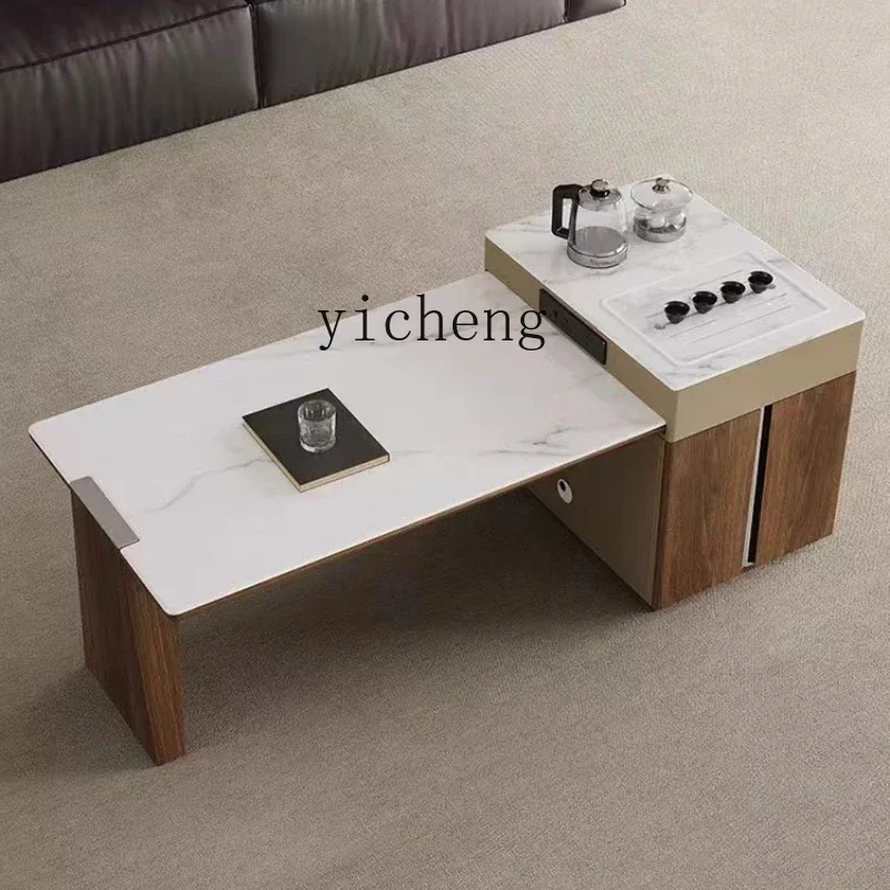 

rock slab island coffee table living room home tea kettle integrated solid wood tea table