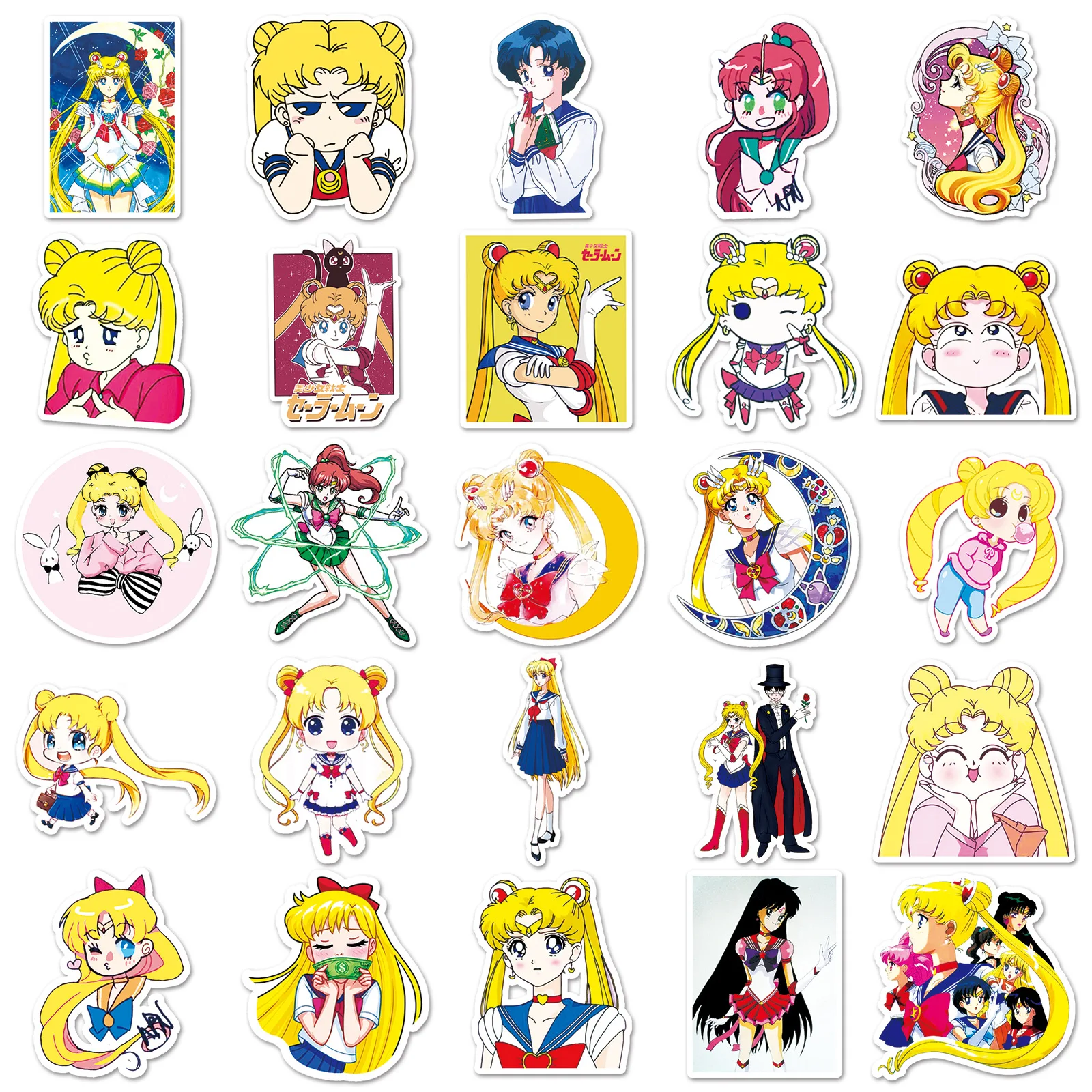 10/30/50 Uds pegatinas de dibujos animados de Sailor Moon pegatina de Anime japonés calcomanías divertidas DIY álbum de recortes equipaje portátil guitarra coche bicicleta juguetes para niños