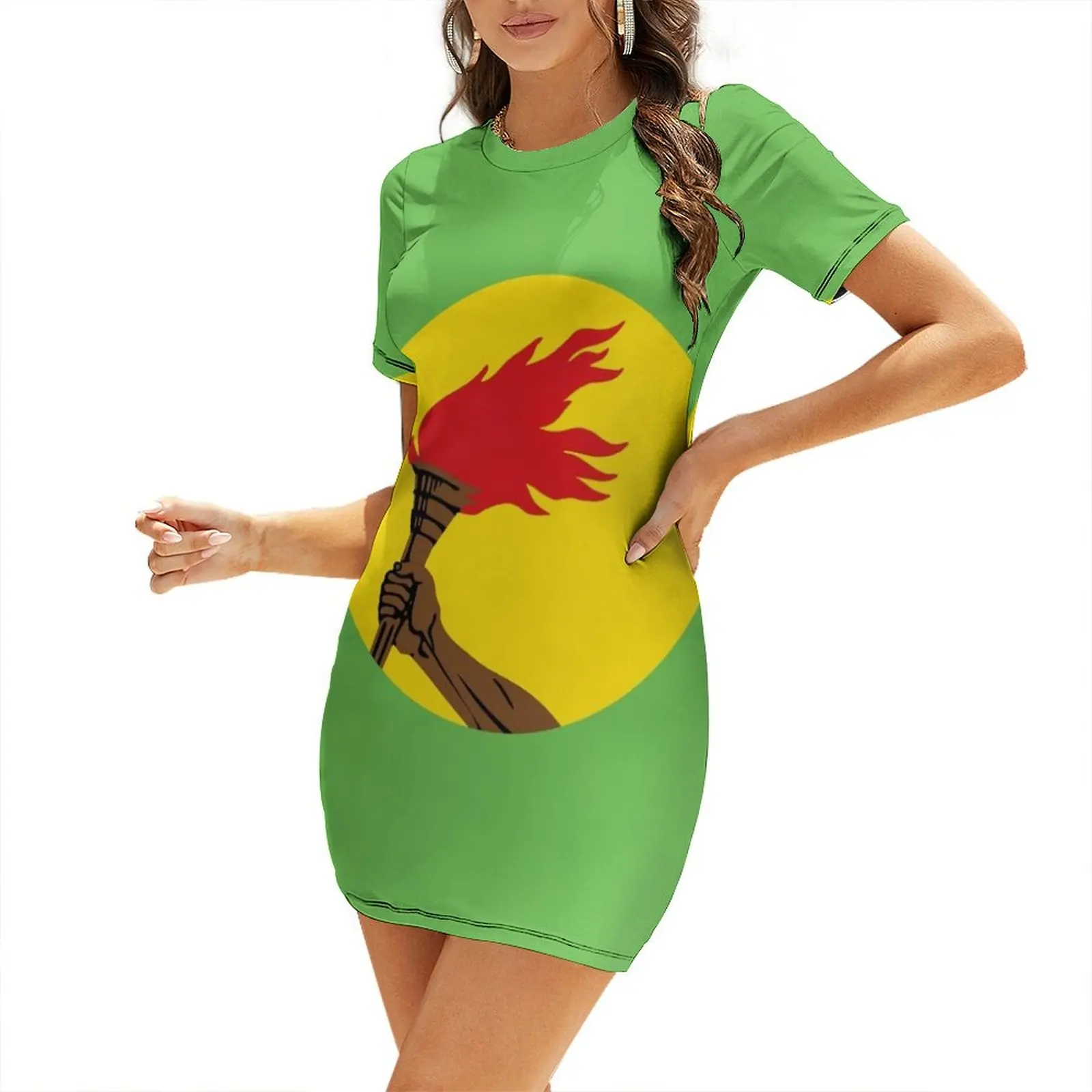 

Flag of Zaire (1971 - 1997) Short-Sleeved Dress evening dress Womens dresses Women's summer dresses Women's long dress