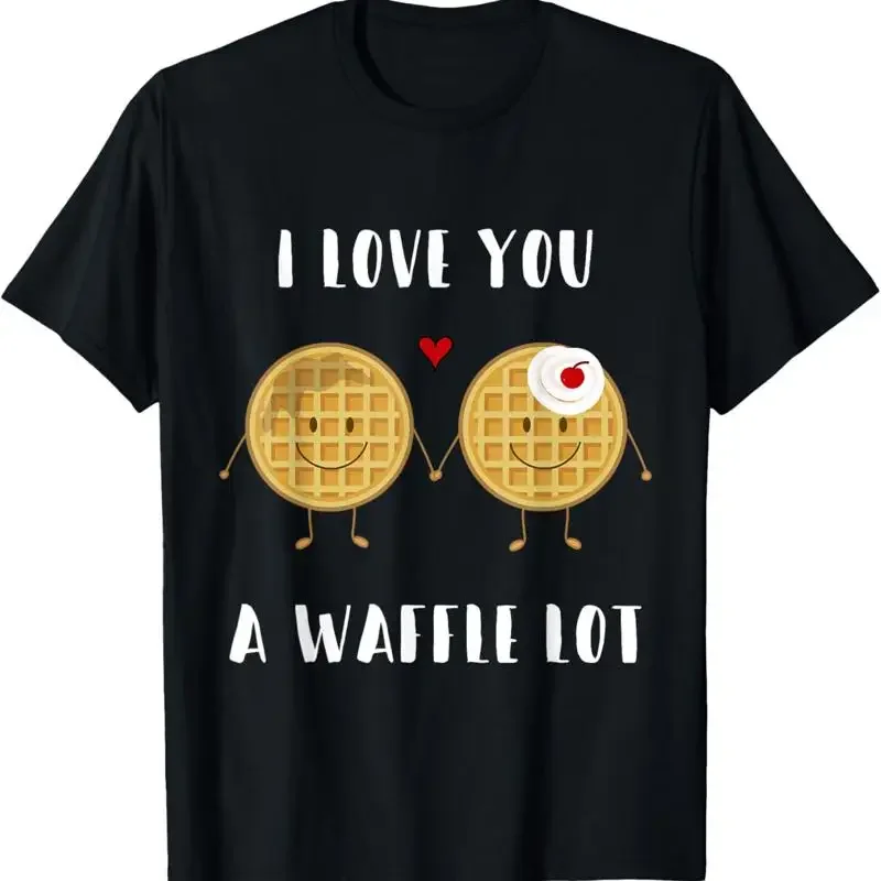 Camiseta divertida con juego de palabras de comida, te amo mucho, Waffle Lot