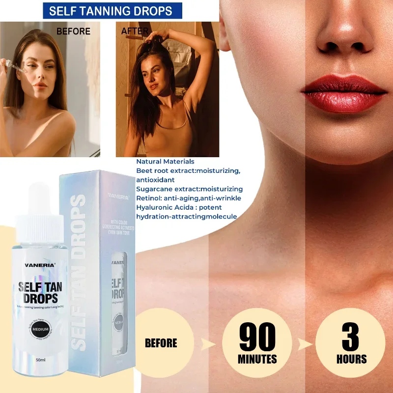 

Self Tanner Drops,Self Tanning Drops Quick Tan Tanologist Dark for Face Body,Hyaluronic Acid,Natural,Long-Lasting,Streak-Free