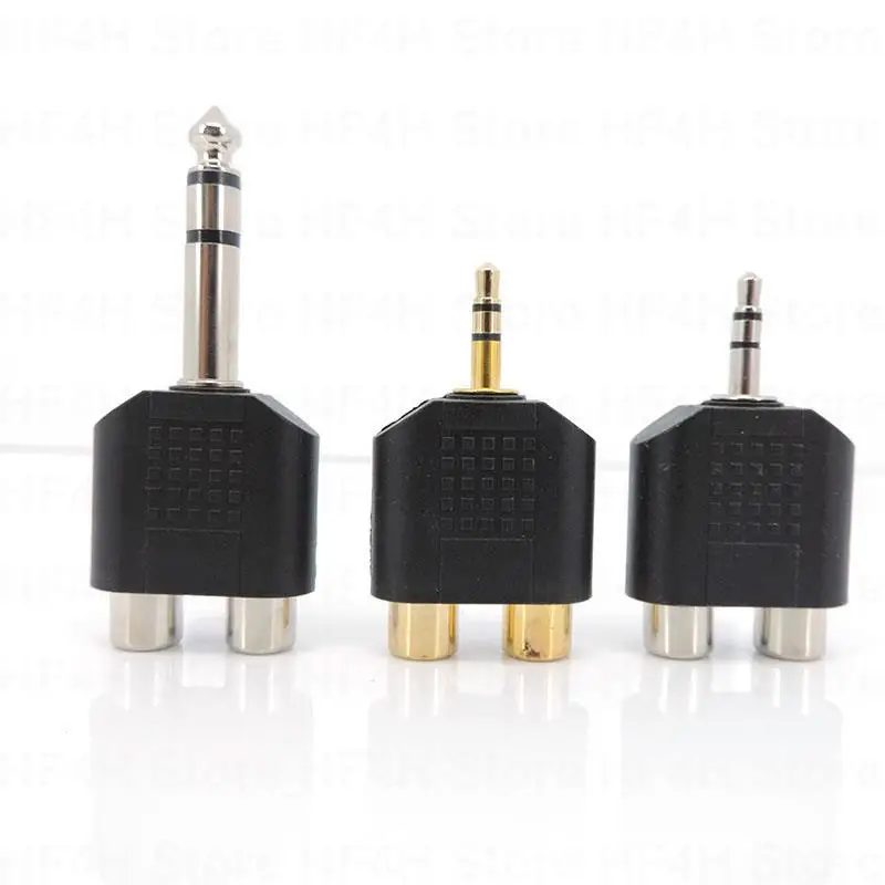 Audio stereo 3pole 3.5mm 6.5 6.35mm Male Plug To 2 Dual Rca Female Jack 1/4 inch Y Splitter Connector Converter AV Adapter B4