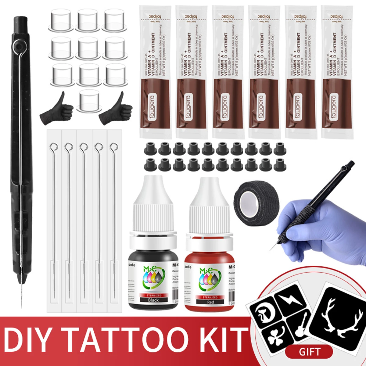 

3D Hand Poke And Stick Tattoo Kit DIY With Tattoo Needles Ink Set For Body Art Hand Poke Stick Tattoo Beginners Practice Tool Ta