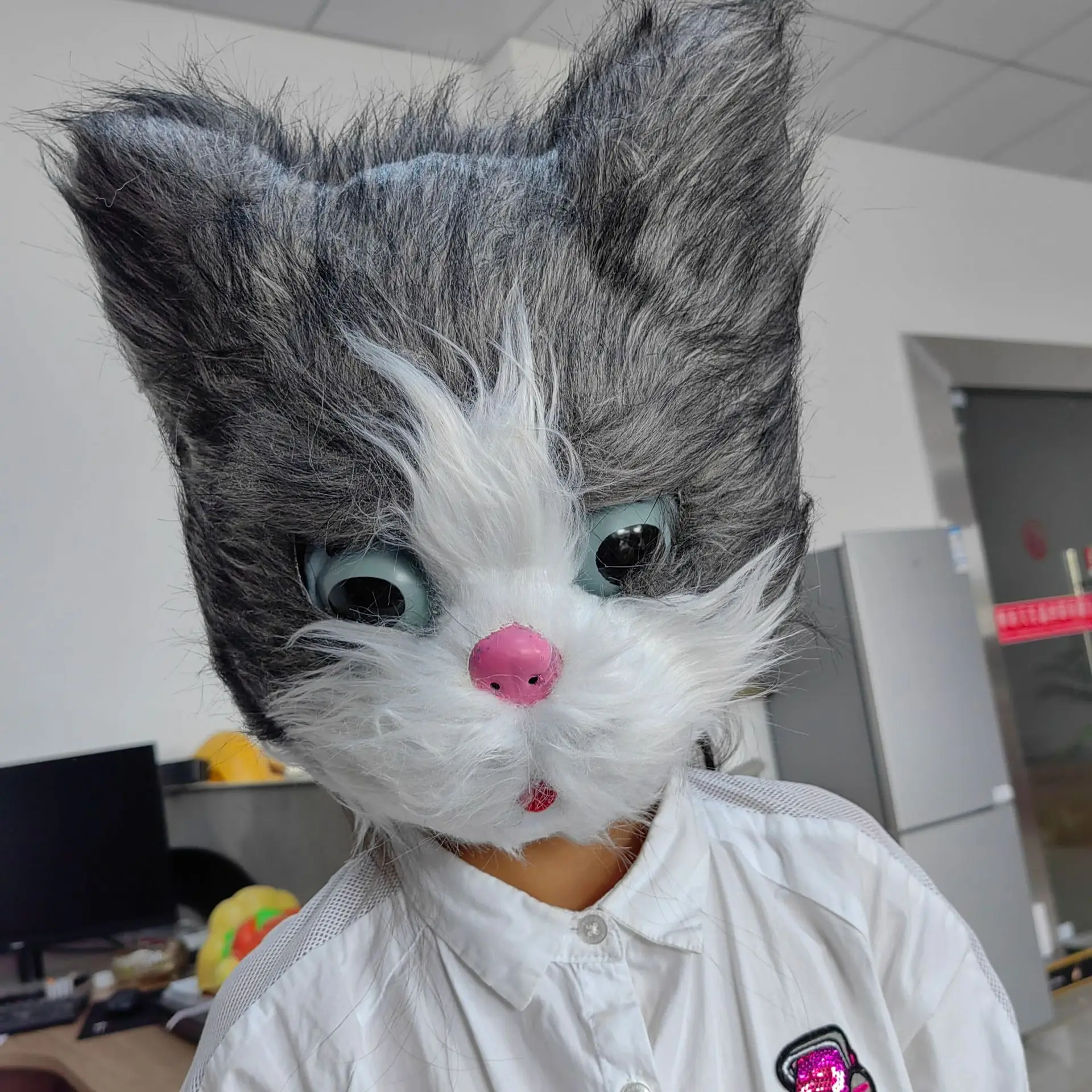 Halloween Plüsch-Katzen-Maskerade-Maske - Realistische Tiermaske Kostüm für Männer & Frauen – Detail 3