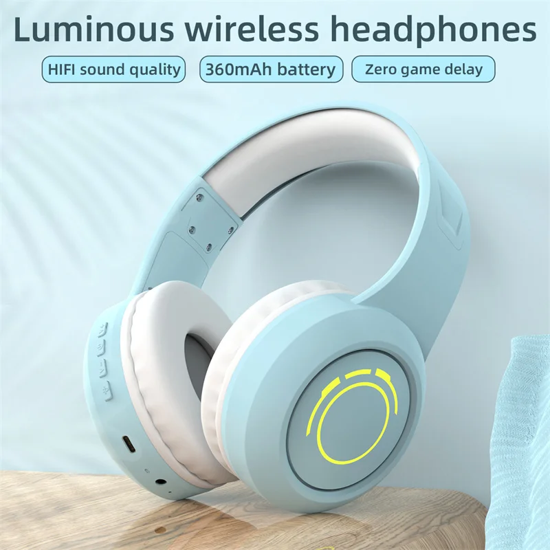 New ZW-052 Wireless Bluetooth 5.3 Headphones HD Mic Clear Call HiFi Sound Quality RGB Lighting effect Gaming Music Headset