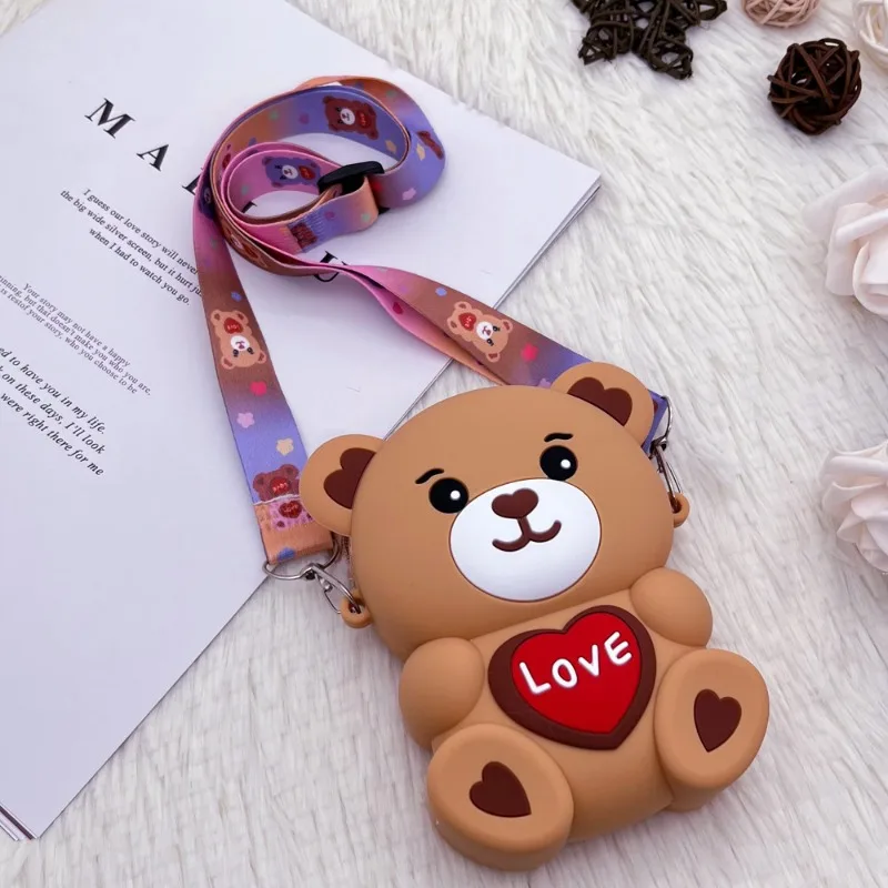 Kid Girl New Silicone Bags Cute Bear Decompression Bag Cartoon Creative Shoulder Bags Pressing Bubble Crossbody Bag Mochila Niña