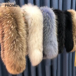 100% Real Fur Collar Luxury Warm Natural Raccoon Fur Scarf Women Genuine Fur Collar Scarves Large Fur Shawl Male Jacket Coat