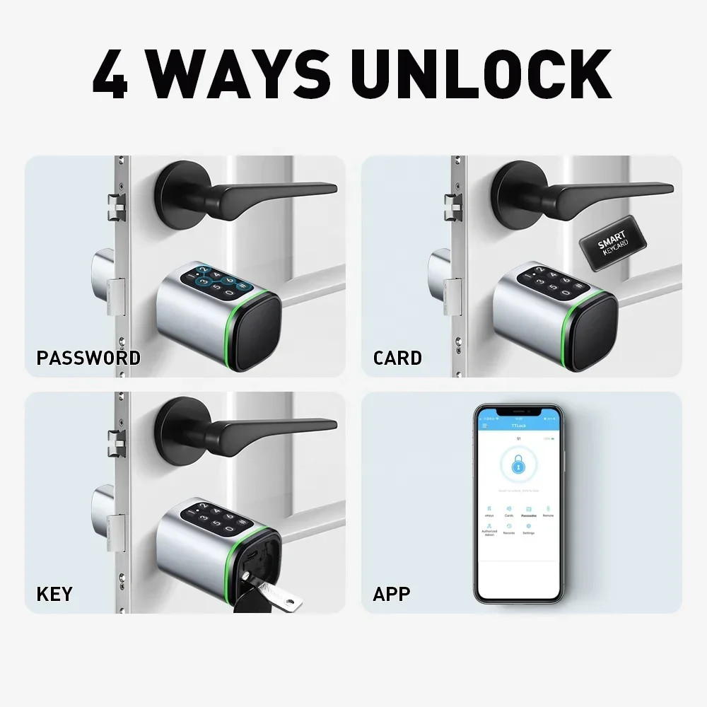 Tediton Euro Cylinder Door Lock Stock In Europe TTlock APP Adjustable Cylinder Size Waterproof Smart Cylinder Lock