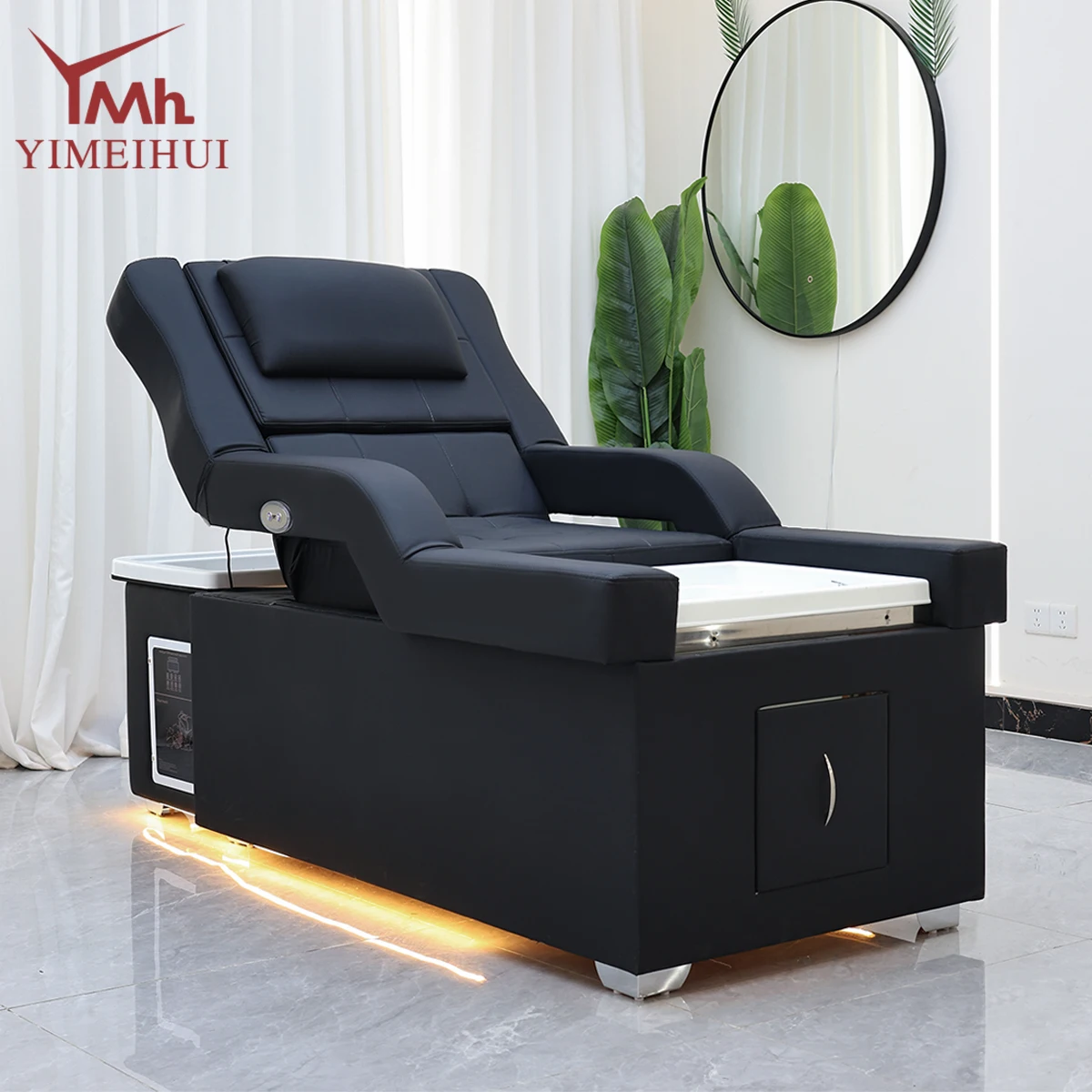 

Multifunctional antique style salon back lift hair therapy washing chair pedicure spa bed with footbath