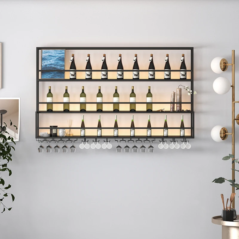 Mobile Narrow Square Rail Ideas Vertical Vintage Metal Modern Wine Rack Art Living Room Bar Cabinet Vitrina Handle Furniture