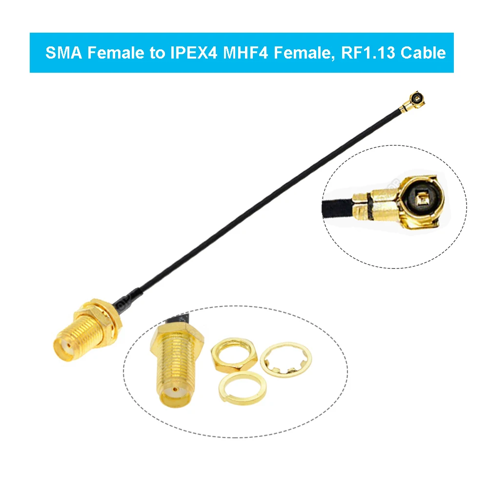 2PCS/lot 4 Cable uFL 4 4 Female to SMA Female WIFI Antenna RF Coaxial Cable RG1.13 Pigtail Extension Jumper