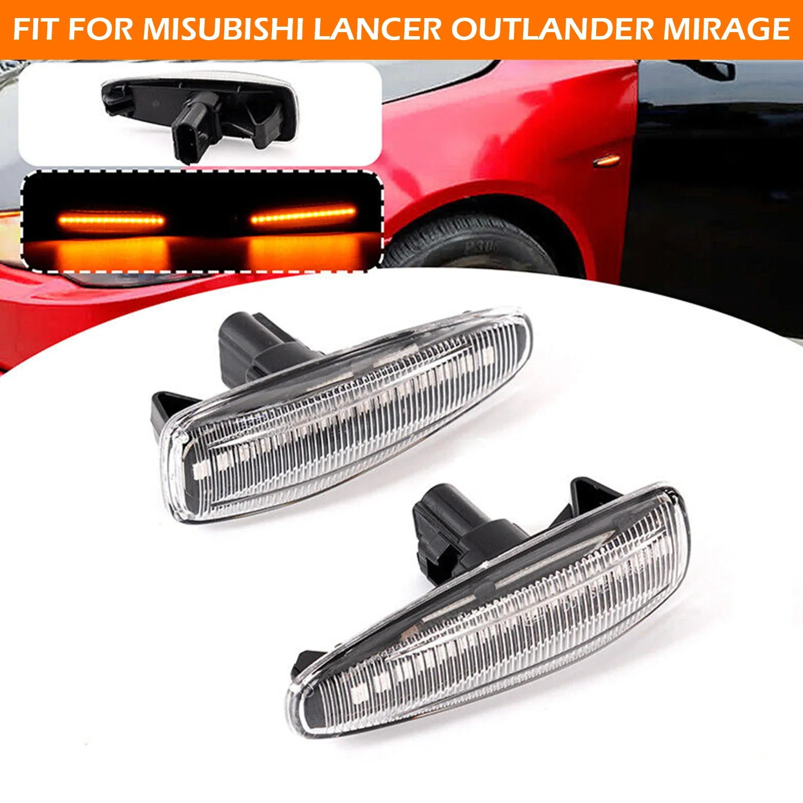 

Pop Dynamic Turn Signal Side Marker Sequential Light For 2014-2019 Mitsubishi Lancer Evolution Evo X Outlander Sport RVR ASX Mir