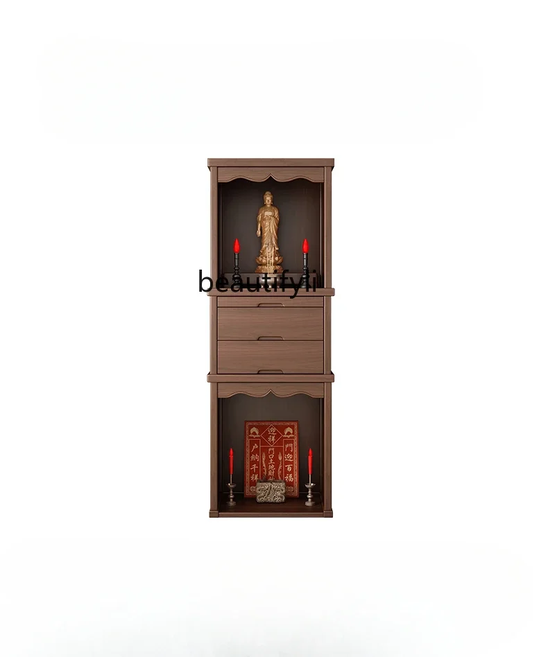 

Solid Wood New Chinese Buddha Niche Clothes Closet Household Bodhisattva Altar Cabinet Black Walnut Modern Minimalist Ancestor