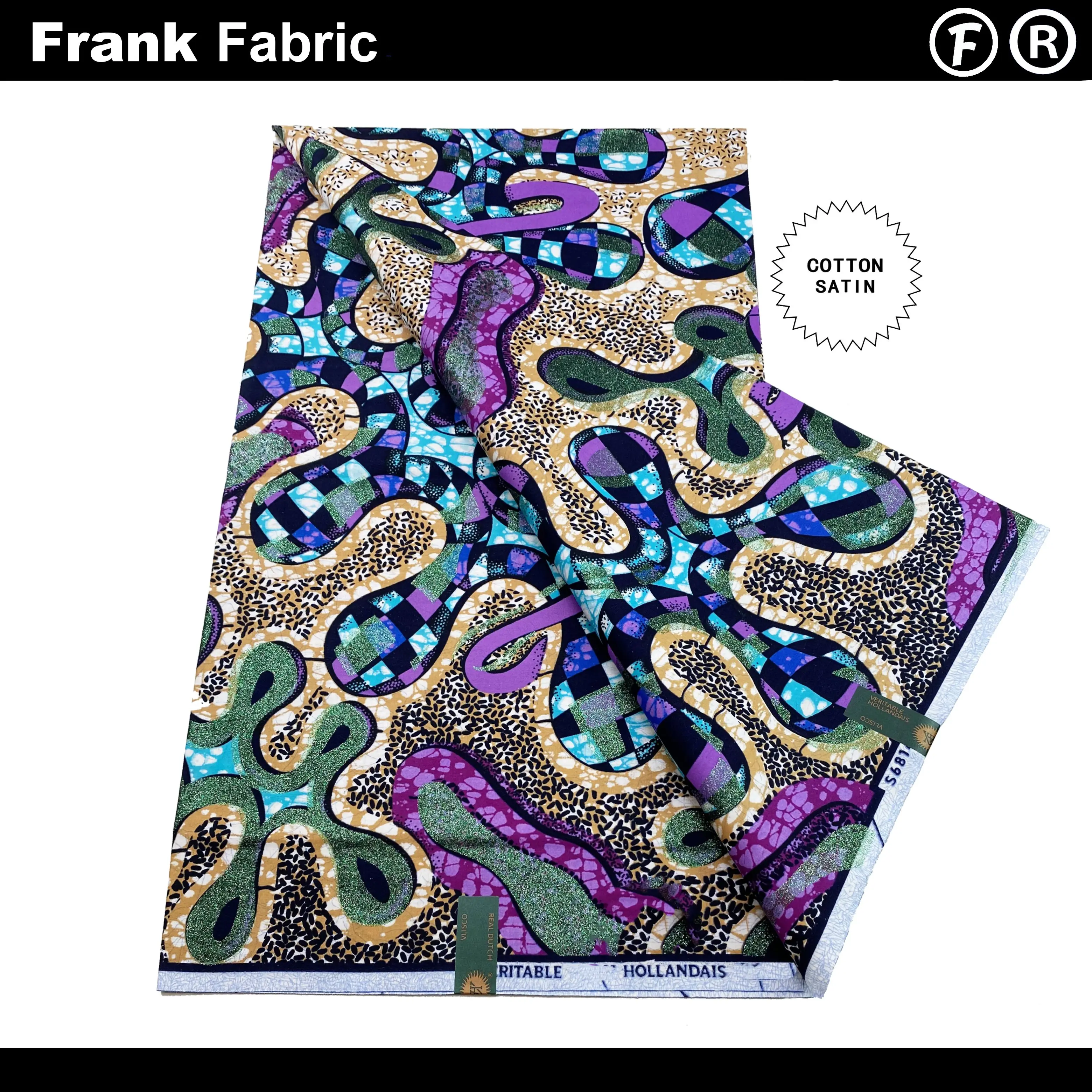 

Grand Super Ankara Wax 100% Cotton Fabric Real Original Dutch African Fabric From Holland For Sewing With QR Code VLSG2508.149
