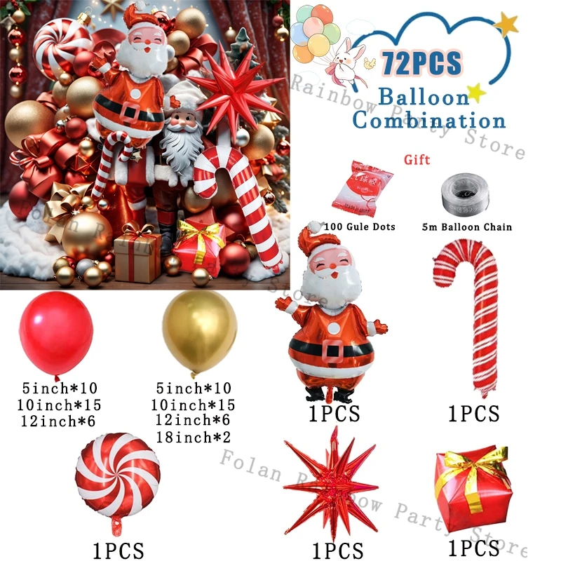 72Pcs Christmas Arch Balloon Kit Merry Christmas Decor for Home Christmas Balloon Xmas Ornament Navidad Natal New Year Gift 2025