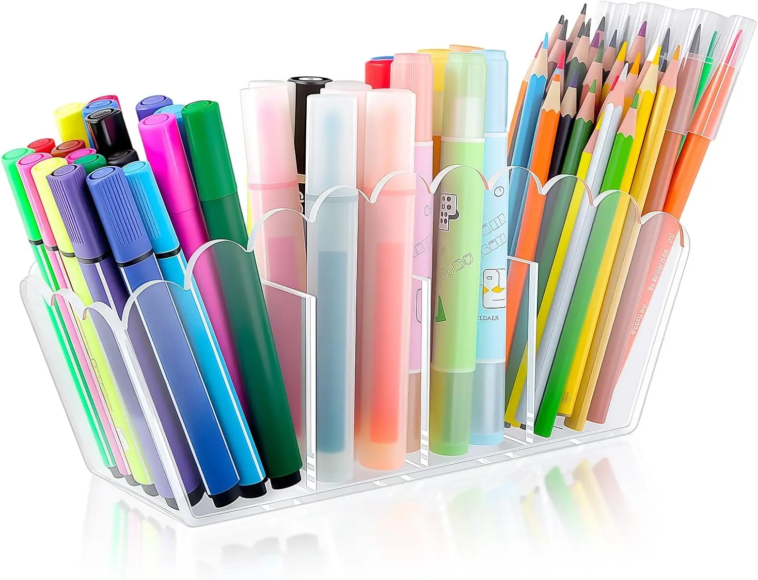 

Прозрачный акриловый органайзер для карандашей с 4 отделениями - настольный органайзер для офиса, ванной комнаты, стола