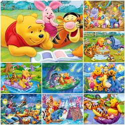 Disney Diamond Painting 5D Cartoon Full Round Drill Mosaic Winnie The Pooh Cross Stitch Haft Tigger DIY Hobby Naklejka ścienna