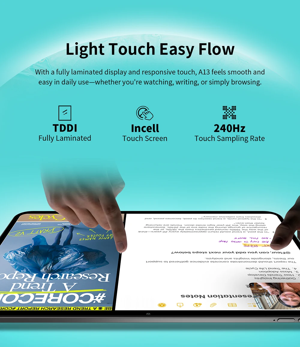 Odea A13 Tablets PC 13.4 inch 8GB RAM(+12GB Virtual) 128GB ROM FHD 8000mAh Unisoc T7280 Octa-Core Android 15 4G LTE