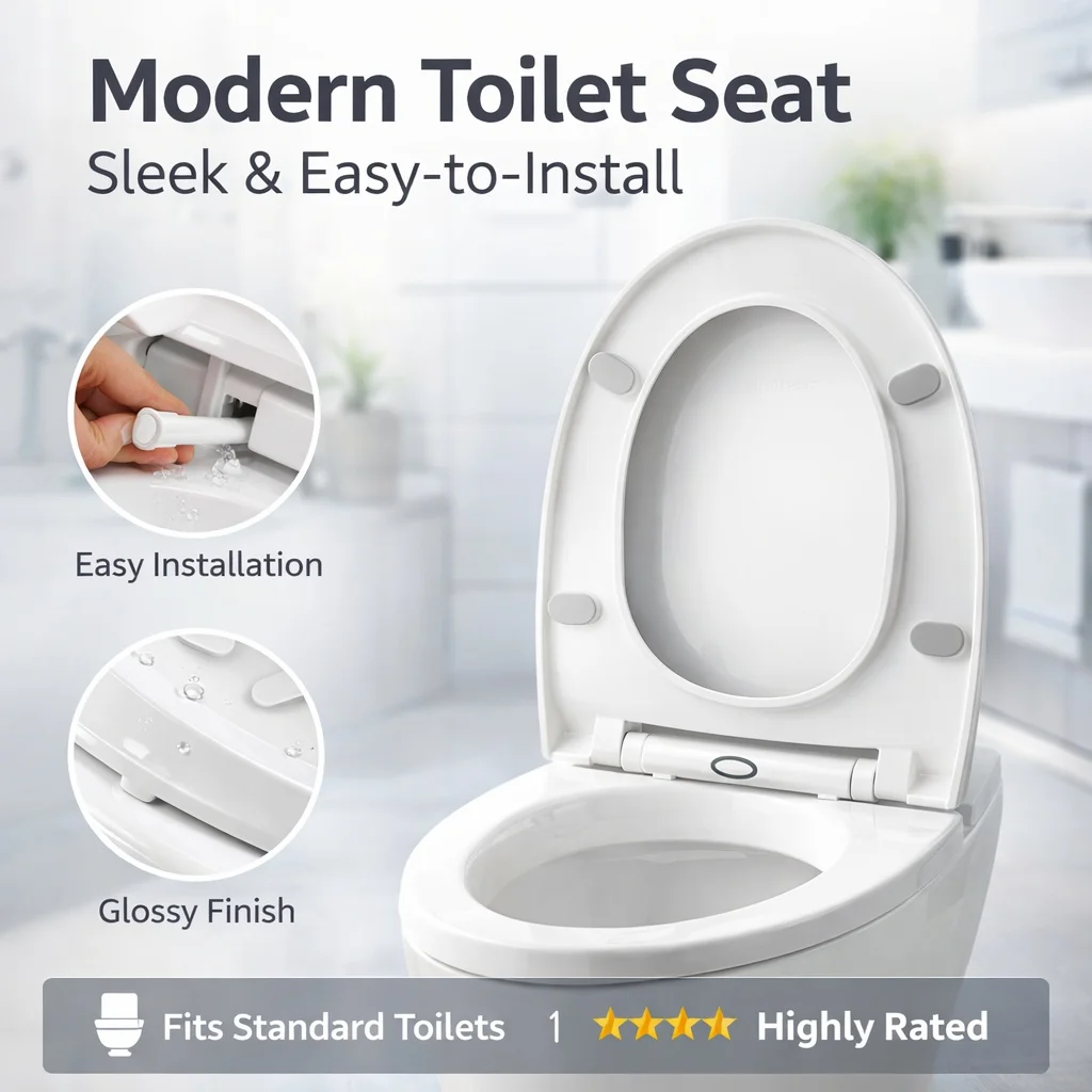 

Гладкое пластиковое сиденье для унитаза, универсальная сменная крышка, быстрая установка для домашнего использования