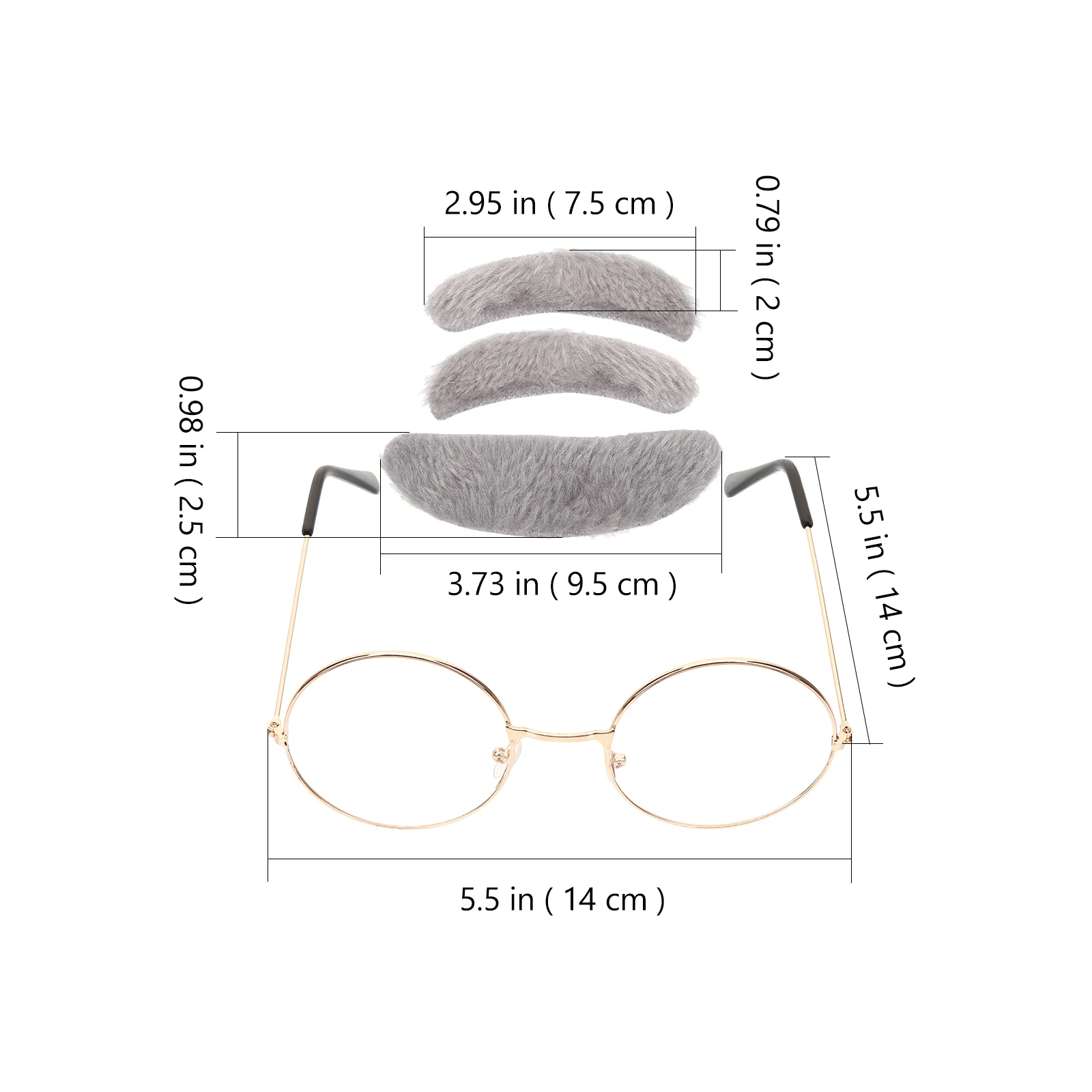 

4Pcs Fake Beard Kit Fur Mustache Eyebrows Glasses Old Man Costume Kids Halloween Party Cosplay Props Lightweight