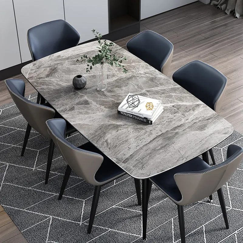 #2026 High Quality Light Luxury Rock Plate Dining Table Rectangular Modern Simple Household Marble Dining Table
