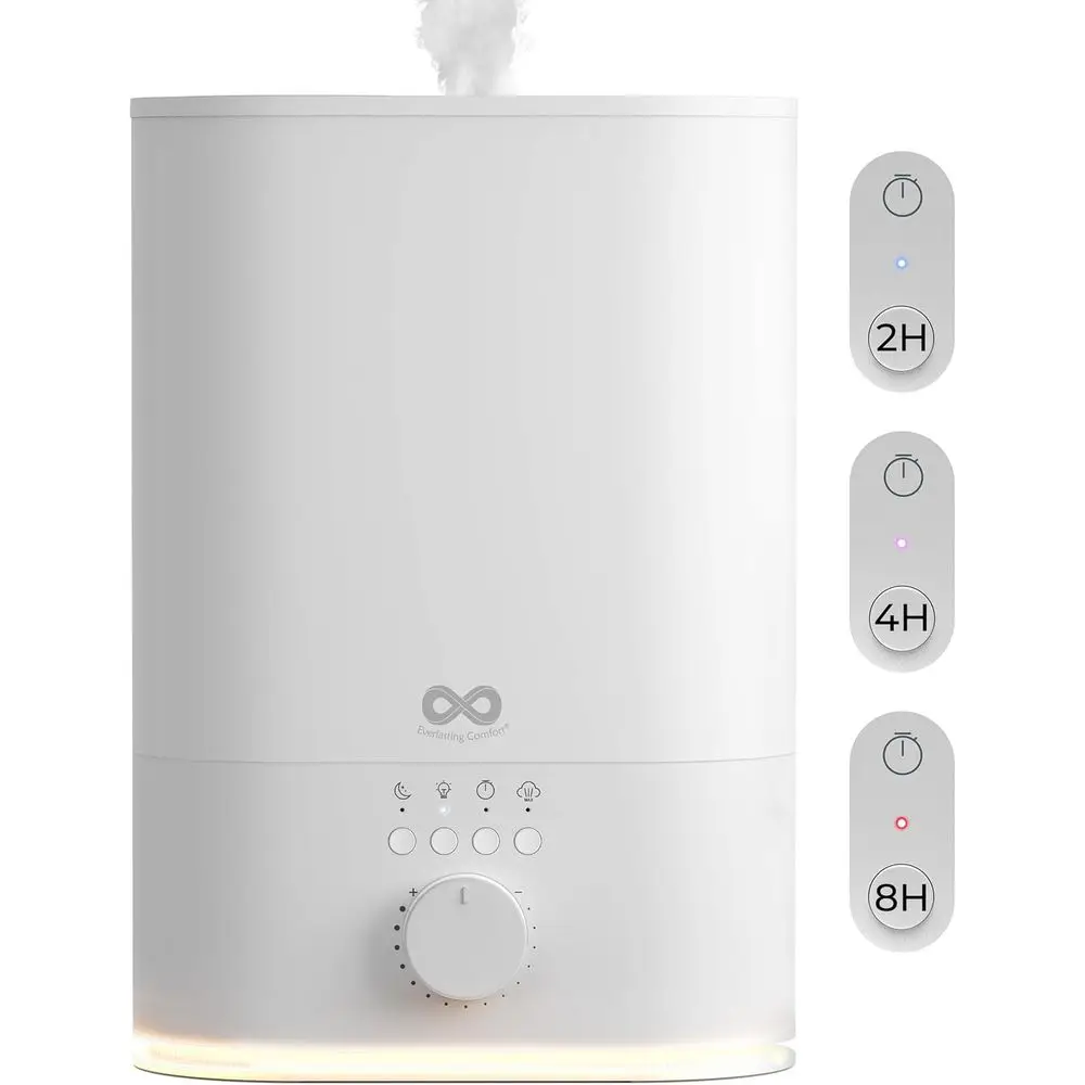 

6L Large Capacity Humidifier for Bedroom - Silent, Easy Fill & Clean, 60H Operation, Night Light, Timer, Ultra-Cool Mist, Auto-O
