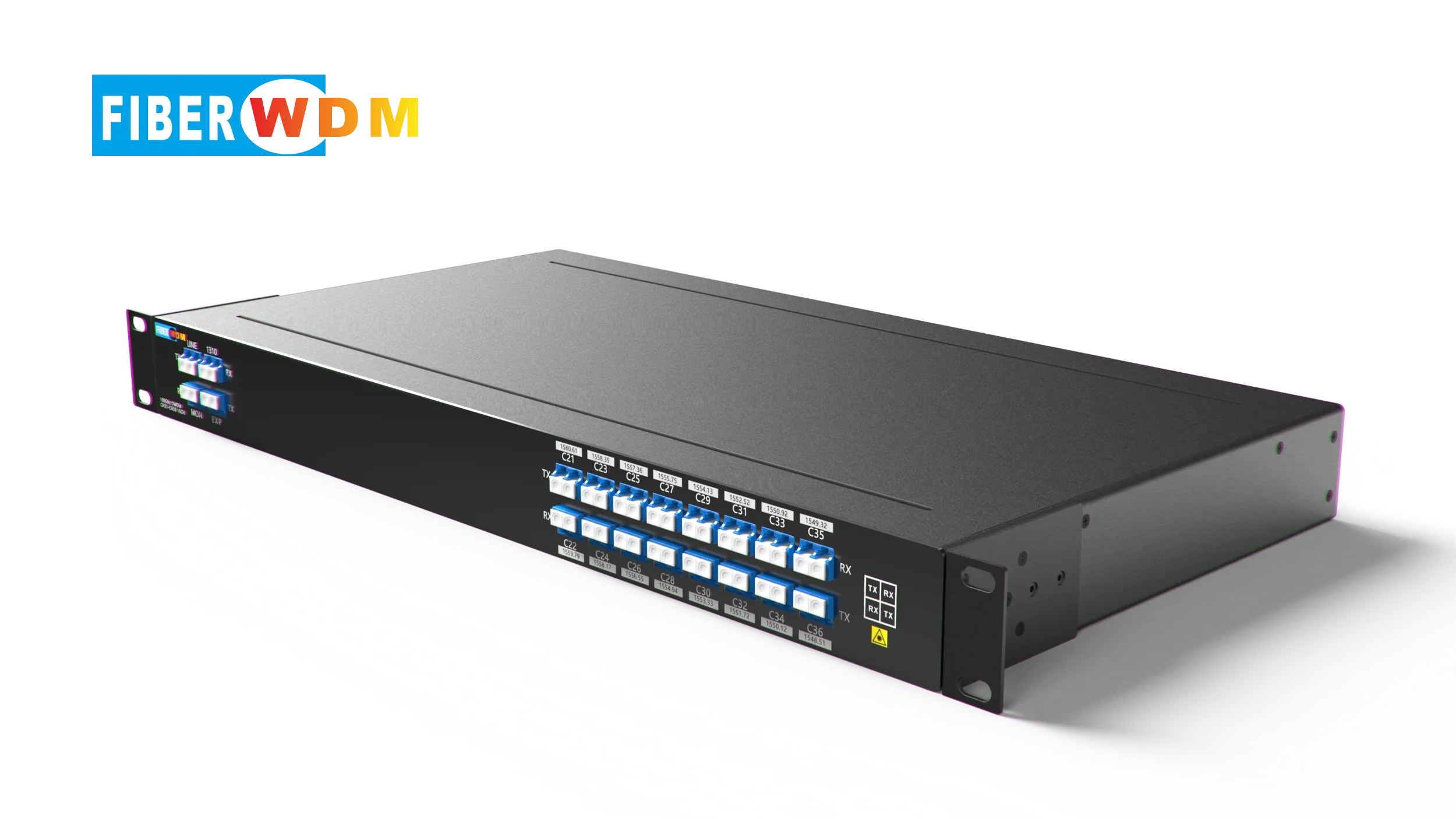 FIBERWDM 16CH DWDM C21-C60 Dual Fiber Single Fiber 16ch Mux/Demux with Monitor and 1310nm EXP Port  LC/UPC 1U Rack Mount