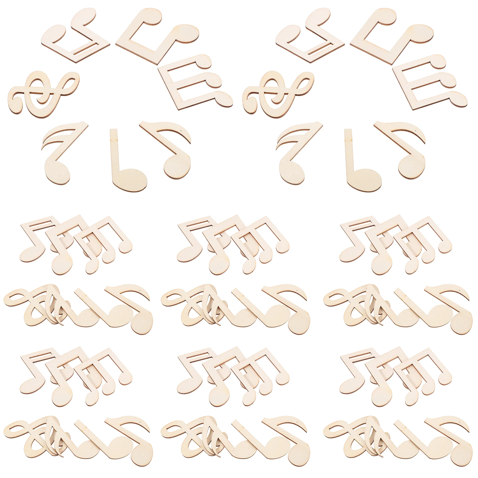 

50pcs Music Notes Wooden Cutouts Unfinished Beige Wood Slices For Diy Craft Home Decor Wall Art Christmas Wedding Party Ornament