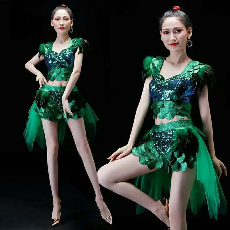 Nuevo traje de actuación de lentejuelas de Jazz de danza moderna personalizado para mujer adulta grupo Gogo bailarina trajes de actuación de canto en escenario